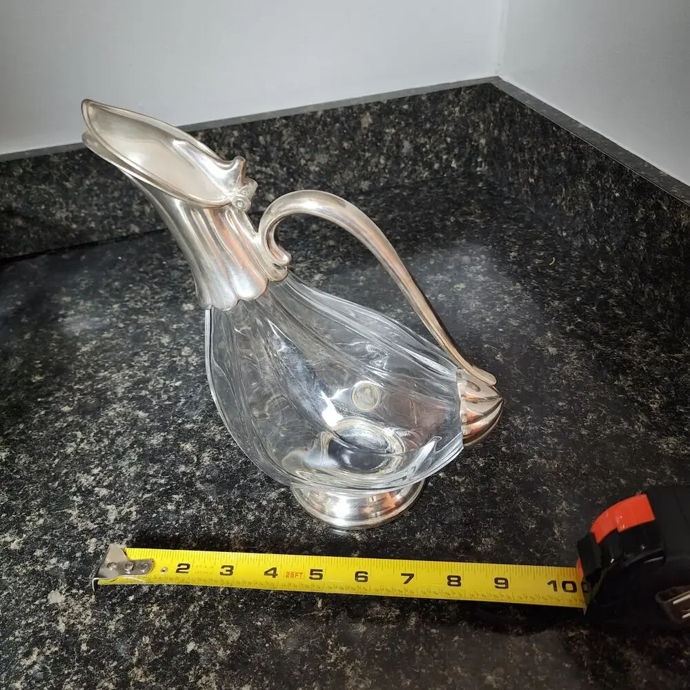 Vintage CRYSTAL AL PIOMBO duck decanter with a silver plated frame & cut glass